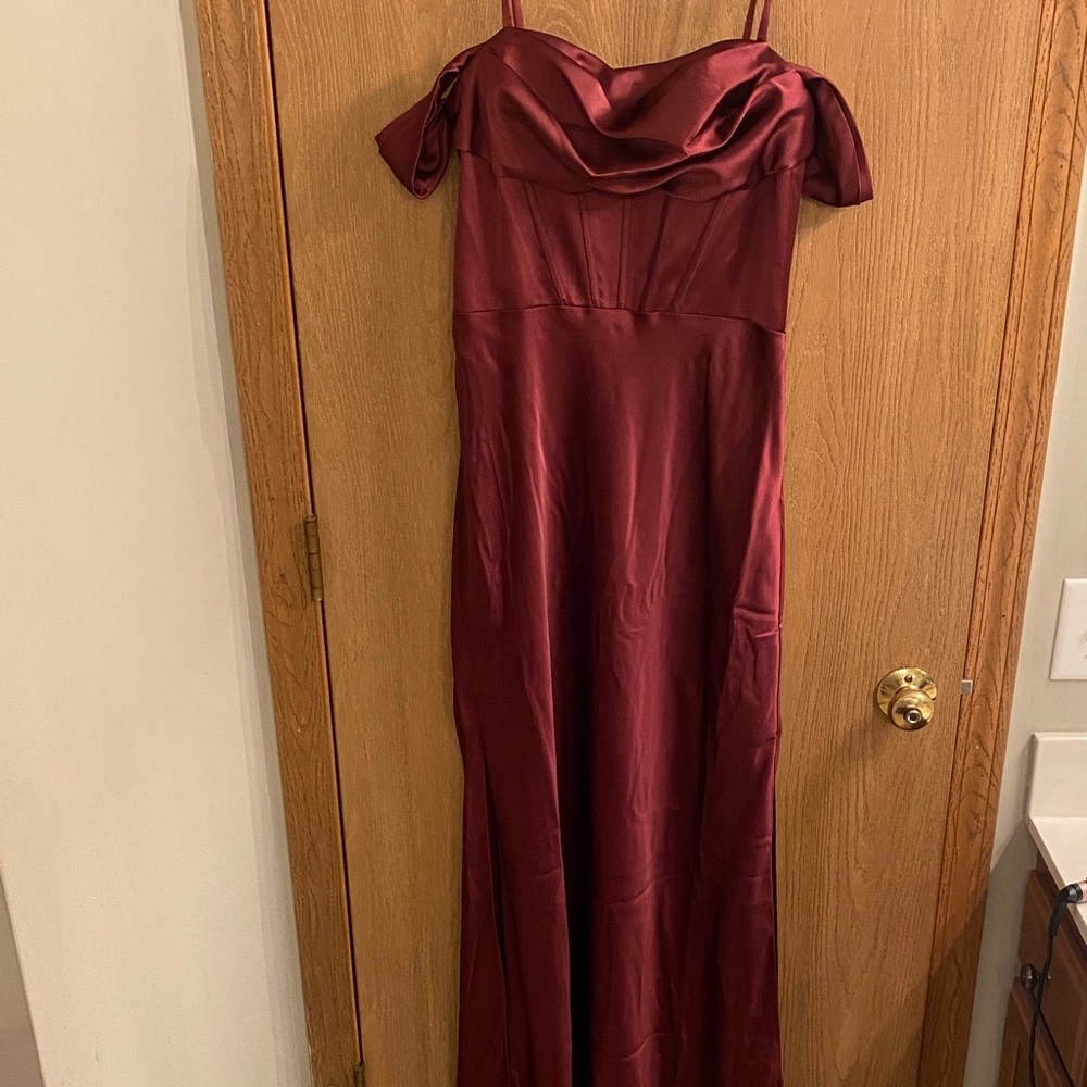 Revelry Deep Red Satin Maxi Dress